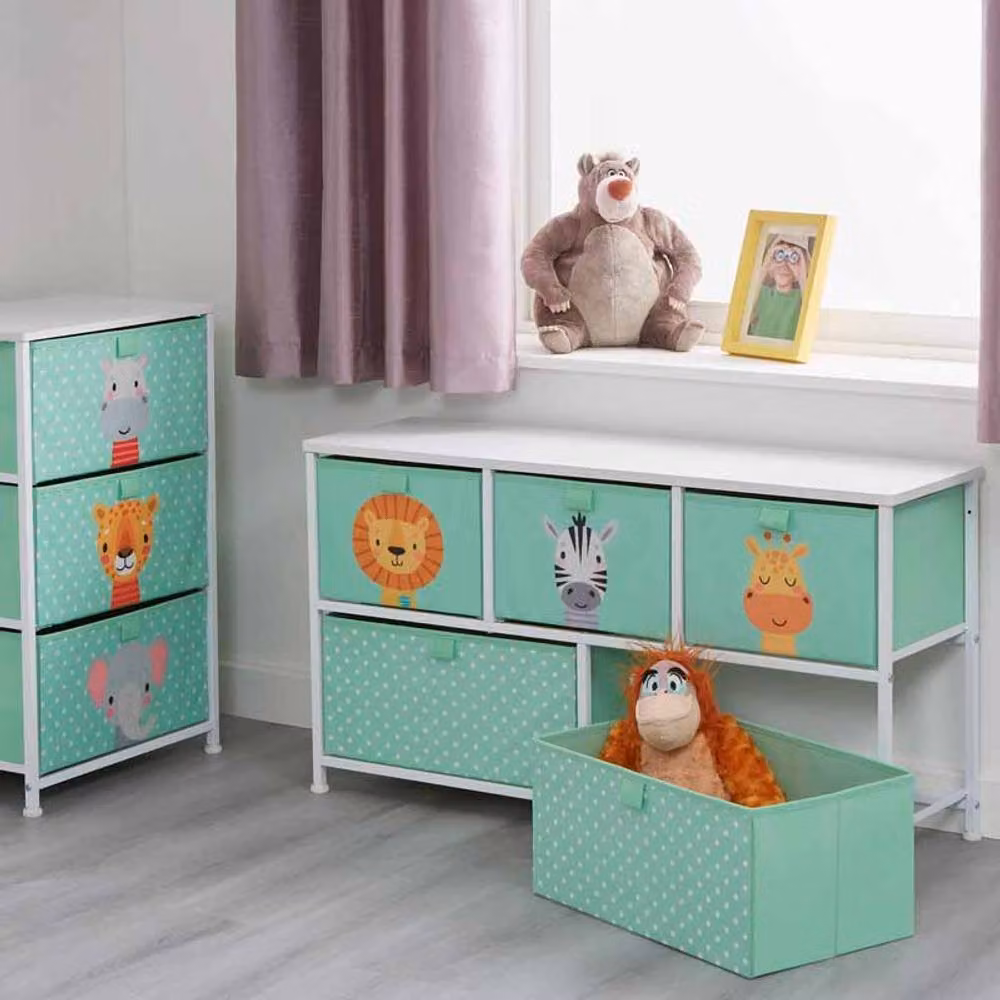 Liberty House Toys Jungle 5 Drawer Storage Chest for Children, Green and Multicolour Animal Print – 2