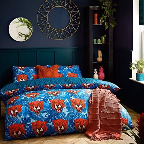Riva Home Untamed Reversible Blue Graphic Animal Print Duvet Cover Set – 1