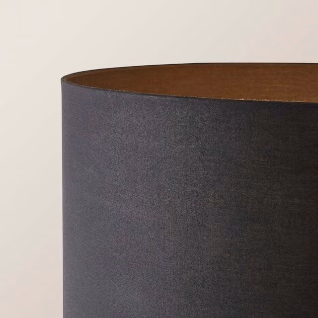 ValueLights Hiru 3 Tier Wooden Shelf Floor Lamp with Black Fabric Cylinder Shade and Bulb