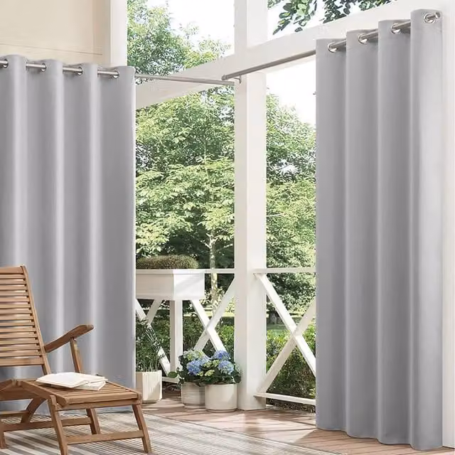 Lifeideas Grey Plain Blackout Fabric Panel Curtains with Eyelets, UV Resistant, Height: 274 cm