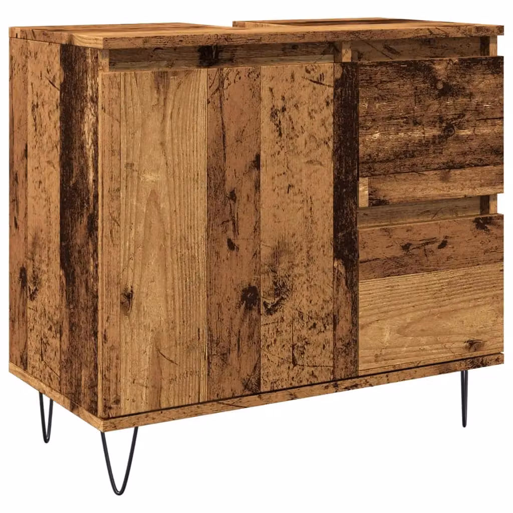 Berkfield Home Sink Cabinet in Old Wood Brown, W/D/H: 65 x 33 x 60 cm – 2