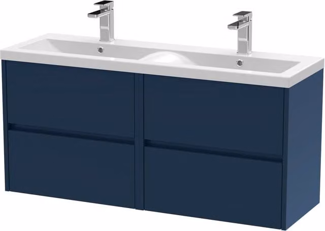 Balterley Chartley Contemporary 4 Drawer Wall Hung Vanity Basin Unit, Blue, Width: 120 cm