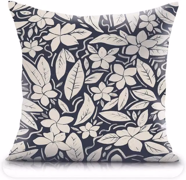 Livinluxury Blue and White Floral Jumbo Cushion, Water Repellent, W/D/H: 55 x 55 x 55 cm
