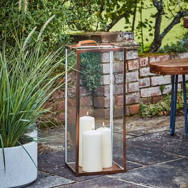 Ivyline Hampton Tall Metal Lantern in Copper H: 40 cm, W: 18 cm – 1