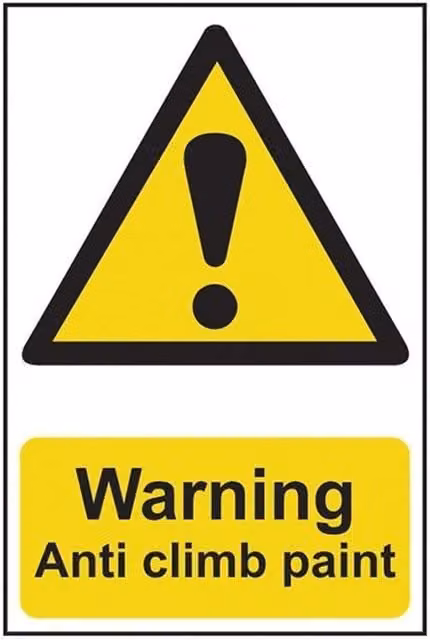 Scan Warning Anti Climb PVC Sign, Yellow and Multicolour, W: 30 cm, H: 20 cm