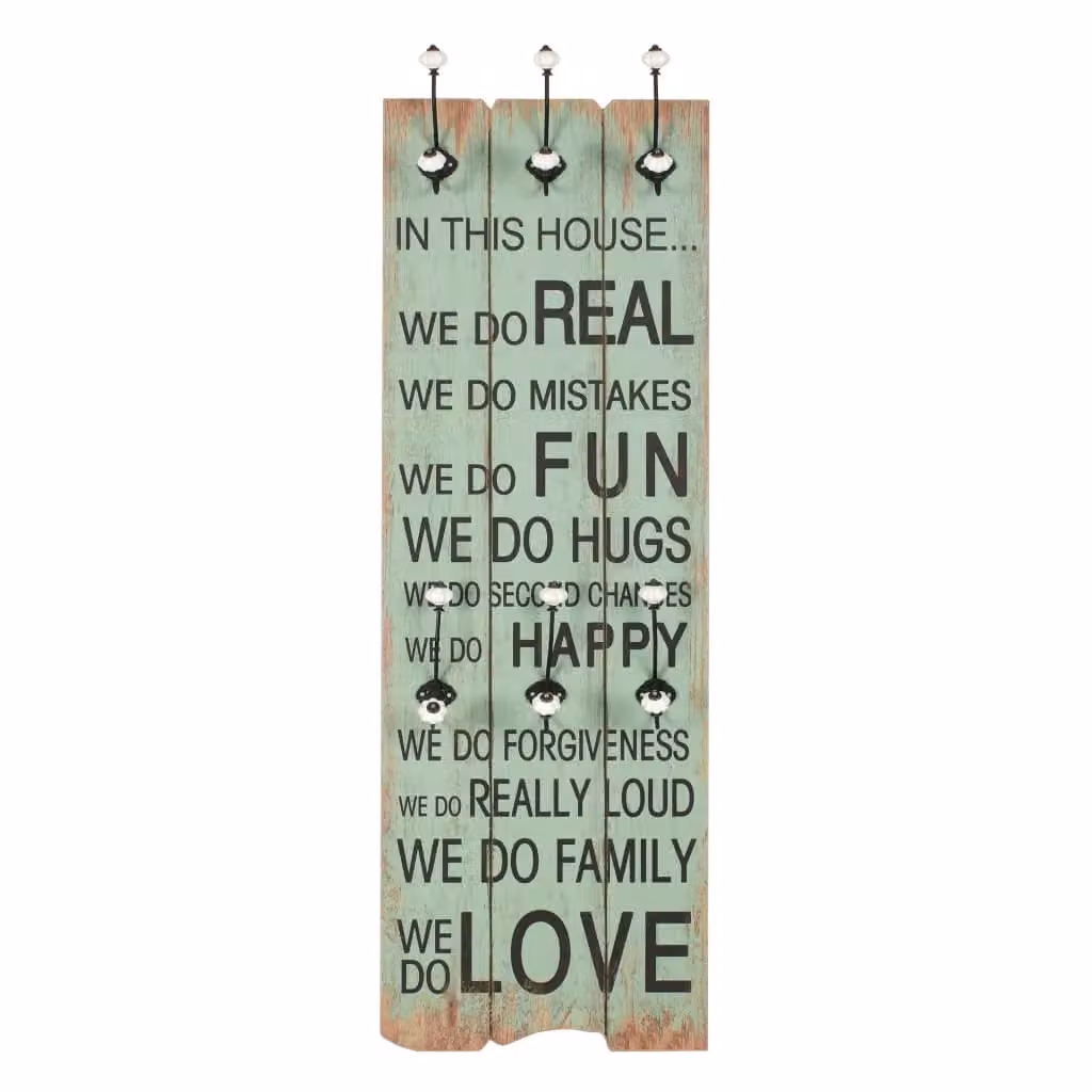Berkfield Home Wall-mounted Coat Rack with 6 Hooks, Multicolour, W: 120 cm, D: 40 cm – 2