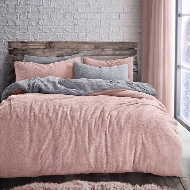 Velosso Teddy Two Tone Silver Duvet Cover and Pillowcase Set, Single, W: 90 cm, H: 200 cm
