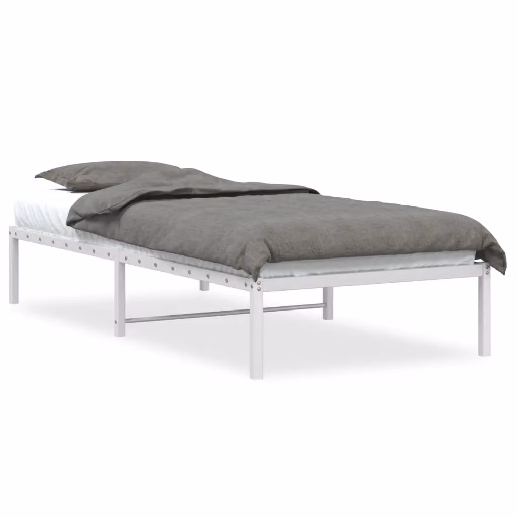 Berkfield Home Metal Bed Frame in White, W/D/H: 90 x 200 cm – 2