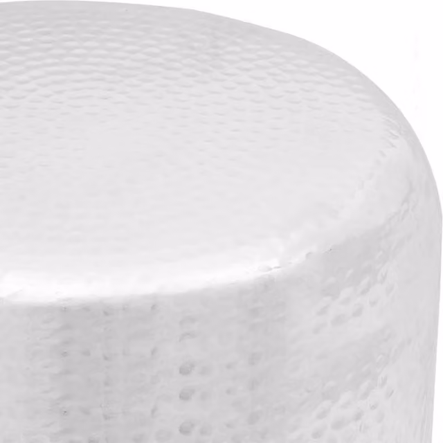 Berkfield Home Hammered Aluminium Stool/Side Table in Silver, W/D/H: 36 x 36 x 47 cm