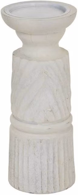 Bloomingville Modern Geometric Wood Taper Candle Holder, White, W: 10 cm, D: 10 cm, H: 25 cm