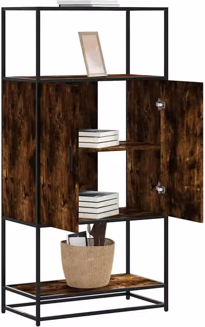 Berkfield Home Smoked Oak Highboard in Brown, W/D/H: 68 x 35 x 139 cm