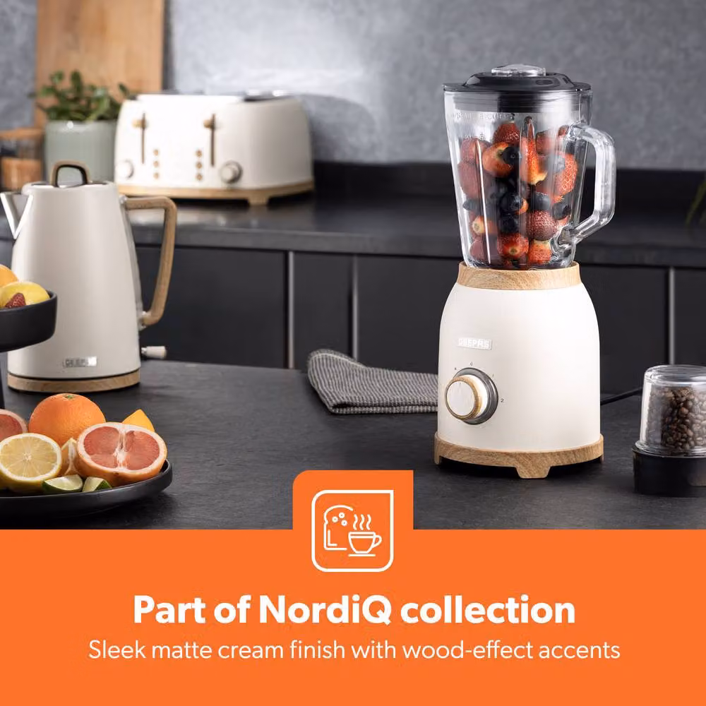 Geepas NordiQ Kitchen Appliance Combo Set including Kettle, Toaster, Microwave and Blender in Beige – 3