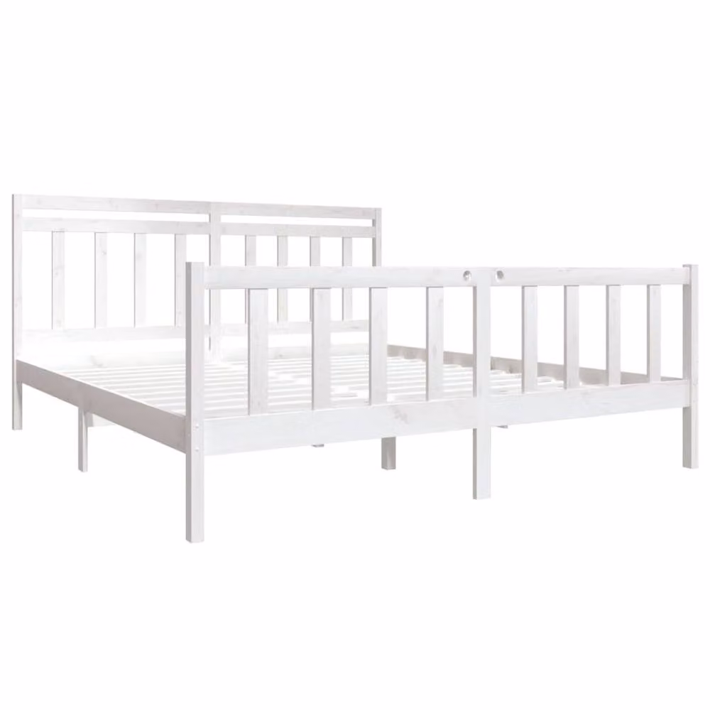 Berkfield Home Super King Size Solid Pine Wood Bed Frame in White – 2