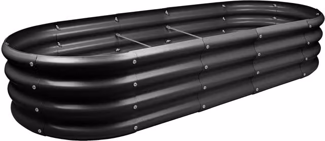 Harbour Housewares Black Galvanised Steel Rounded Raised Garden Bed