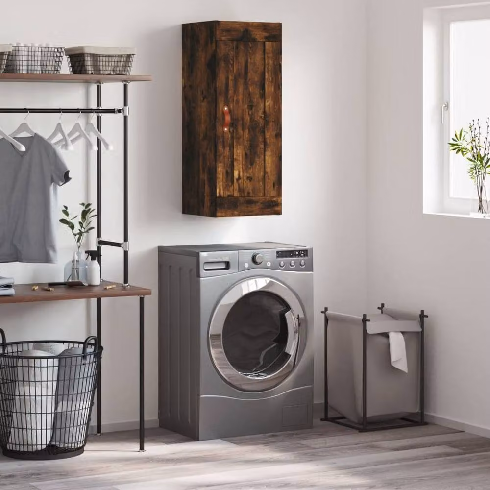 Berkfield Home Wall Mounted Smoked Oak Cabinet in Brown, W/D/H: 34.5 x 34.5 x 90 cm – 2