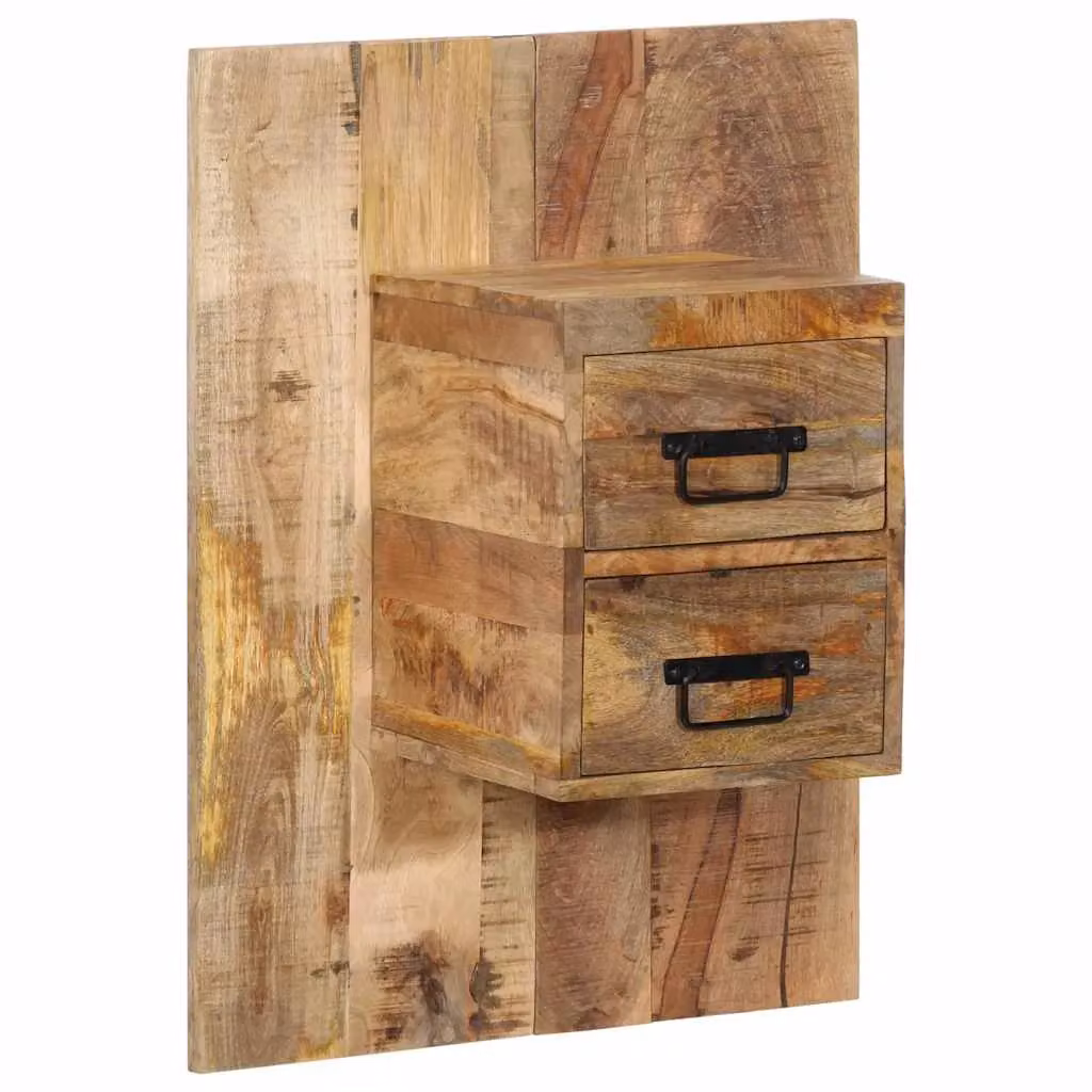 Berkfield Home Bedside Cabinet in Brown Solid Rough Mango Wood, W/D/H: 60 x 32 x 80 cm – 2