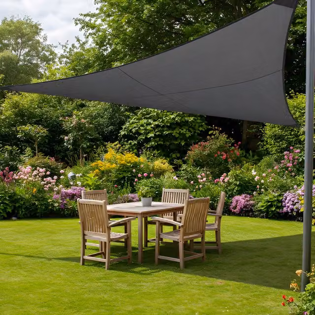 Kookaburra Pro Waterproof Right Angle Triangle Shade Sail, Charcoal, W: 6 m x D: 4.2 m