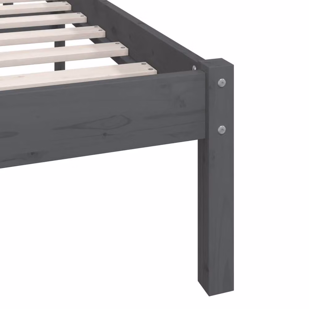 Berkfield Home Small Double Solid Wood Bed Frame in Grey, W: 120 cm x D: 190 cm – 4