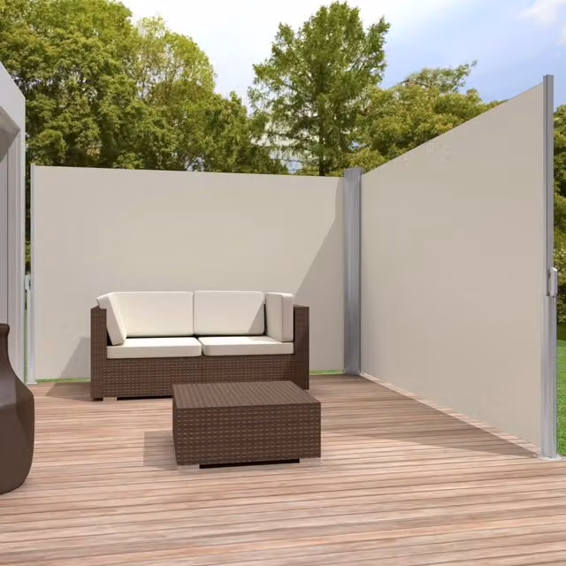 tectake Double-Sided Retractable Roller Garden Privacy Screen, Beige/Yellow, Width: 160 cm
