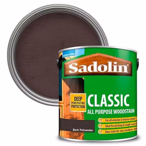 Sadolin Classic Wood Protection Weatherproof Wood Stain in Dark Palisander Brown, 2.5 l – 2
