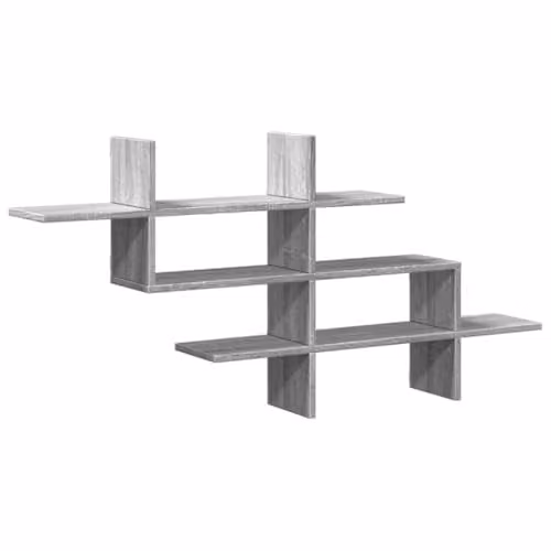 vidaXL Wall Shelf Grey Sonoma, W: 124.5 cm, D: 18 cm, H: 60.5 cm