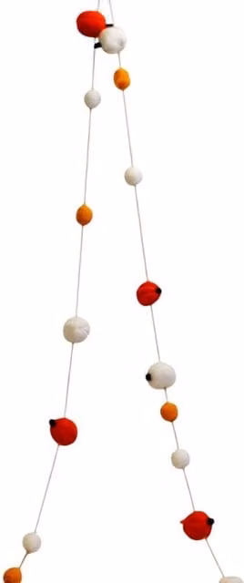 Four Candle Yellow Wool Pompom Pumpkin Decorative Hanging Garland