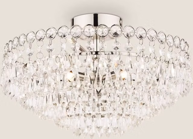 Laura Ashley Enid Silver Glass and Crystal Ceiling Chandelier