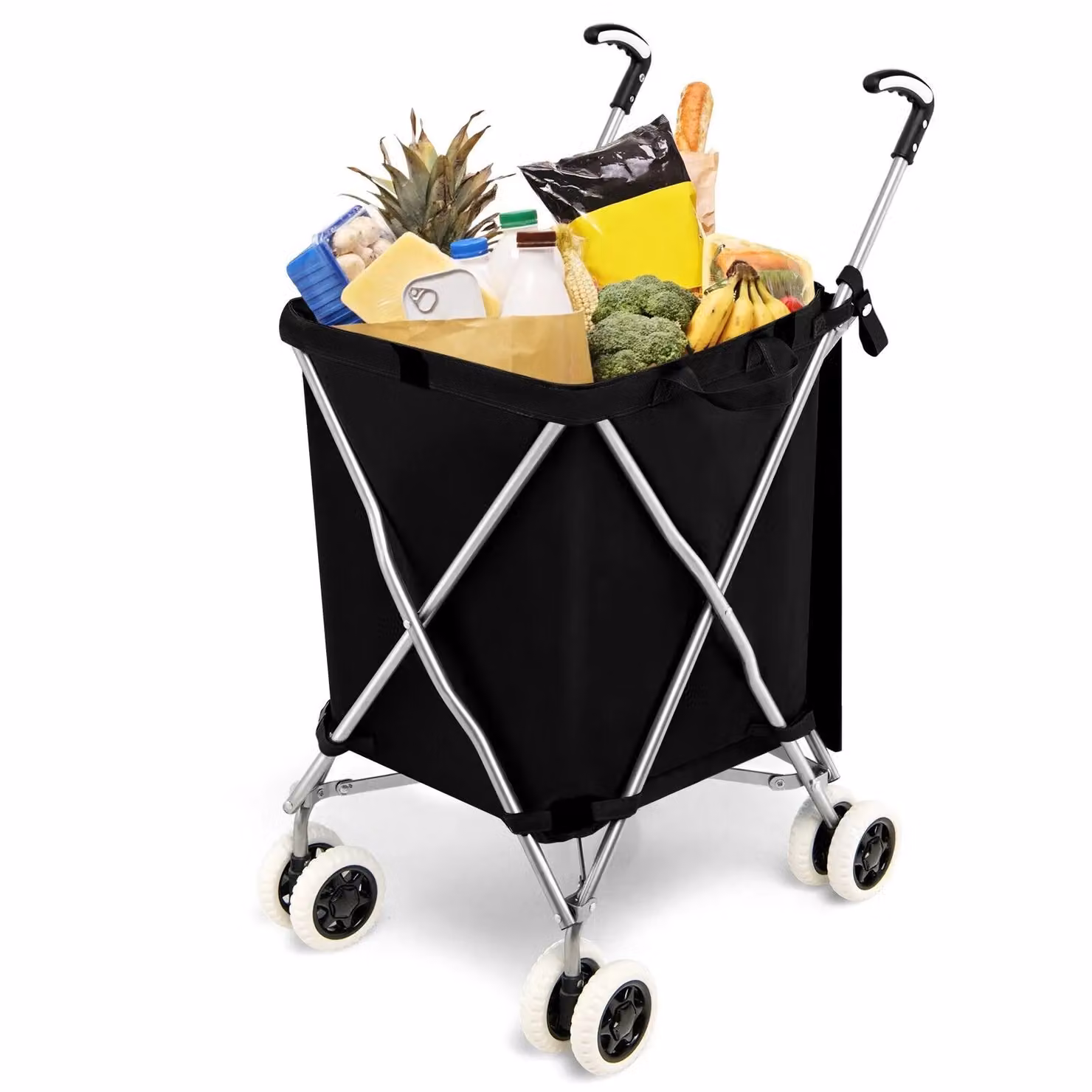Gymax 90L Folding Waterproof Grocery and Utility Shopping Cart in Black – 3