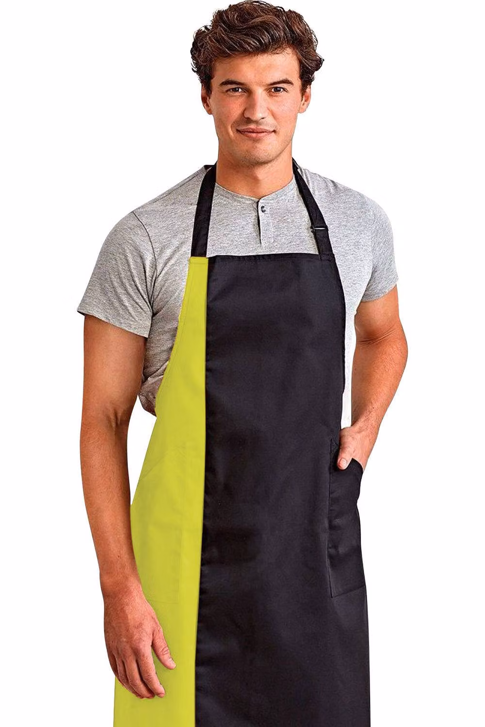 Premier Poly-Cotton Contrast Workwear Bib Apron in Black – 2