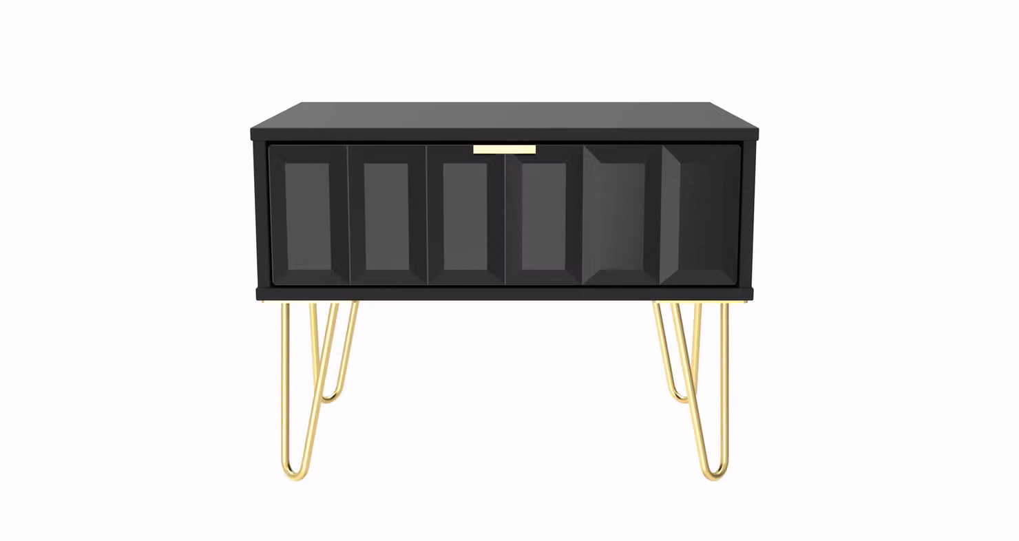 2 U Metro Ready Assembled 1 Drawer Wide Side Table in True Black and Gold – 2