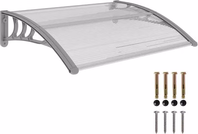 Rolipo Clear Front Door Canopy Awning Rain Shelter, W: 100 cm, D: 75 cm – 1