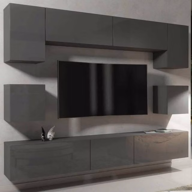 FORGEVIO Modern Grey MDF TV Unit and Storage Cabinet – 1