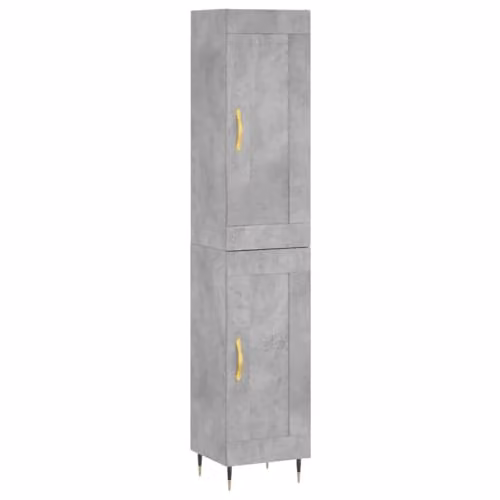 vidaXL Modern Highboard in Grey with Hinged Doors and Internal Shelves, W/D/H: 34.5 x 34 x 180 cm