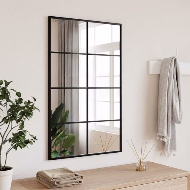 Berkfield Home Minimalist Rectangular Wall Mirror in Black, W: 50 cm, H: 80 cm