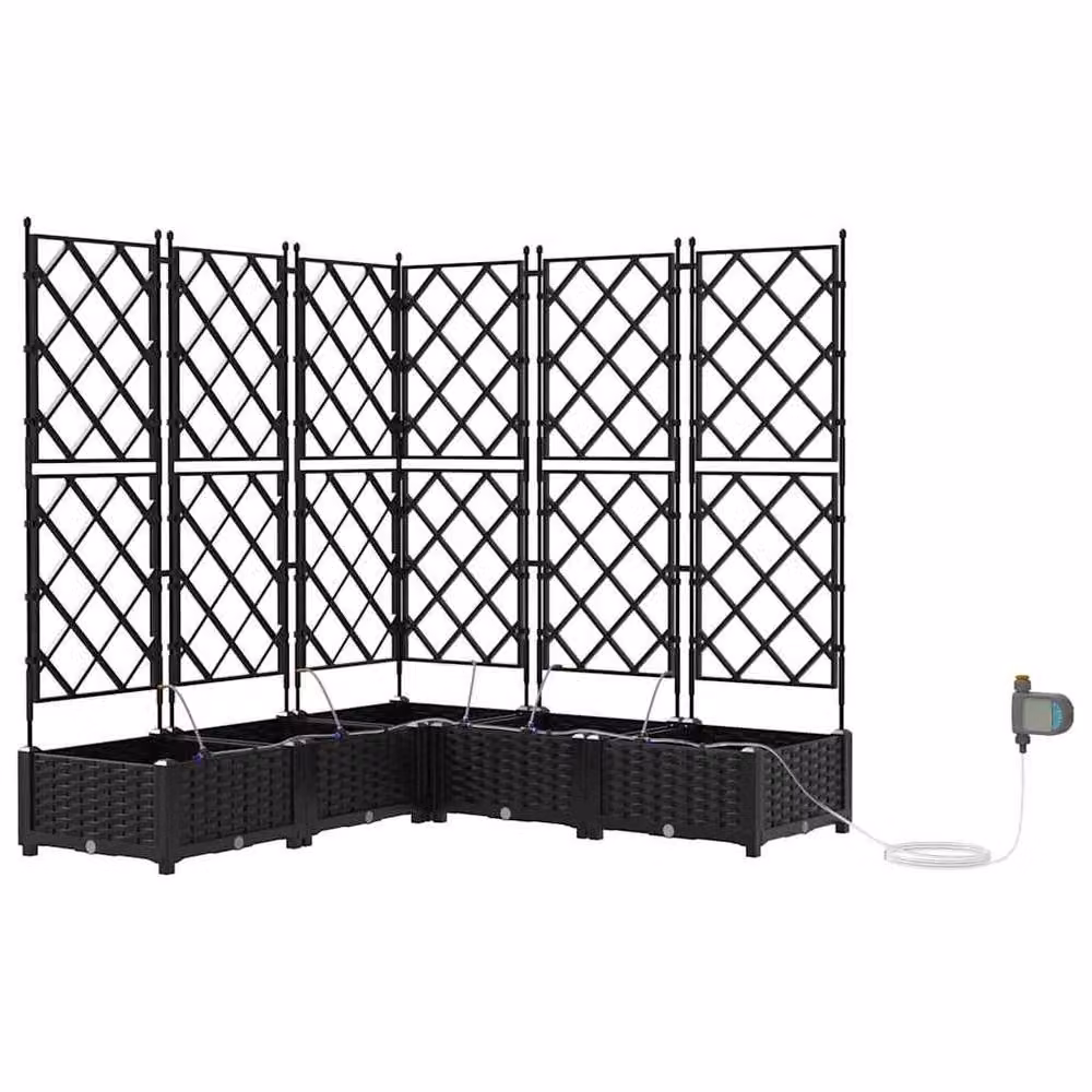 Berkfield Home Garden Planters with Water Irrigation System, 5 Piece Set, Black – 3