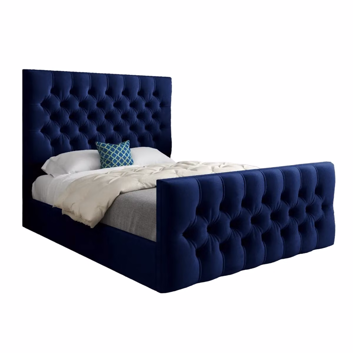 KDMD Novara Super King Upholstered Velvet Bed Frame in Blue, W/D/H: 200 x 189 x 137 cm – 5