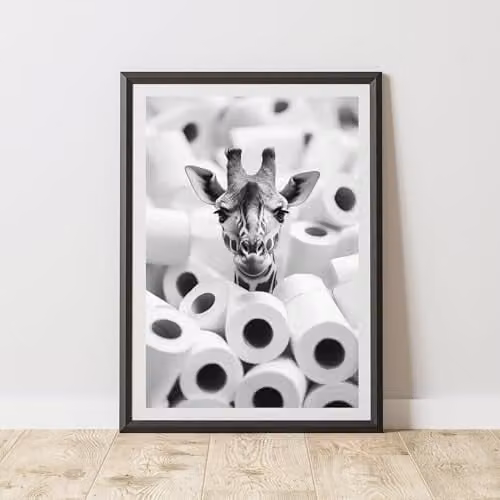 60 Second Makeover Giraffe In Toilet Rolls Animal Print Paper Poster, A4