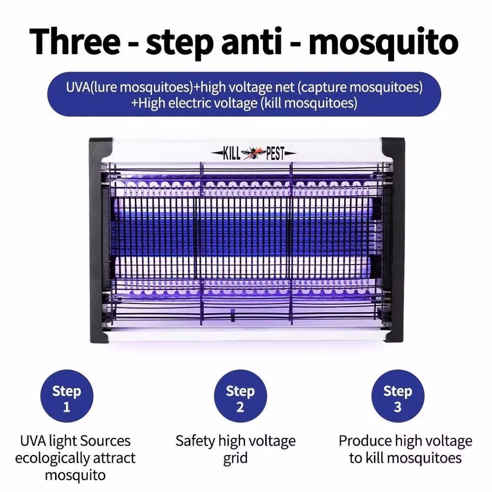 NESTLUNE Electric Bug Zapper Insect Killer and Mosquito Fly Pest Trap, Silver, W/D/H: 100 x 15 x 15 cm – 6