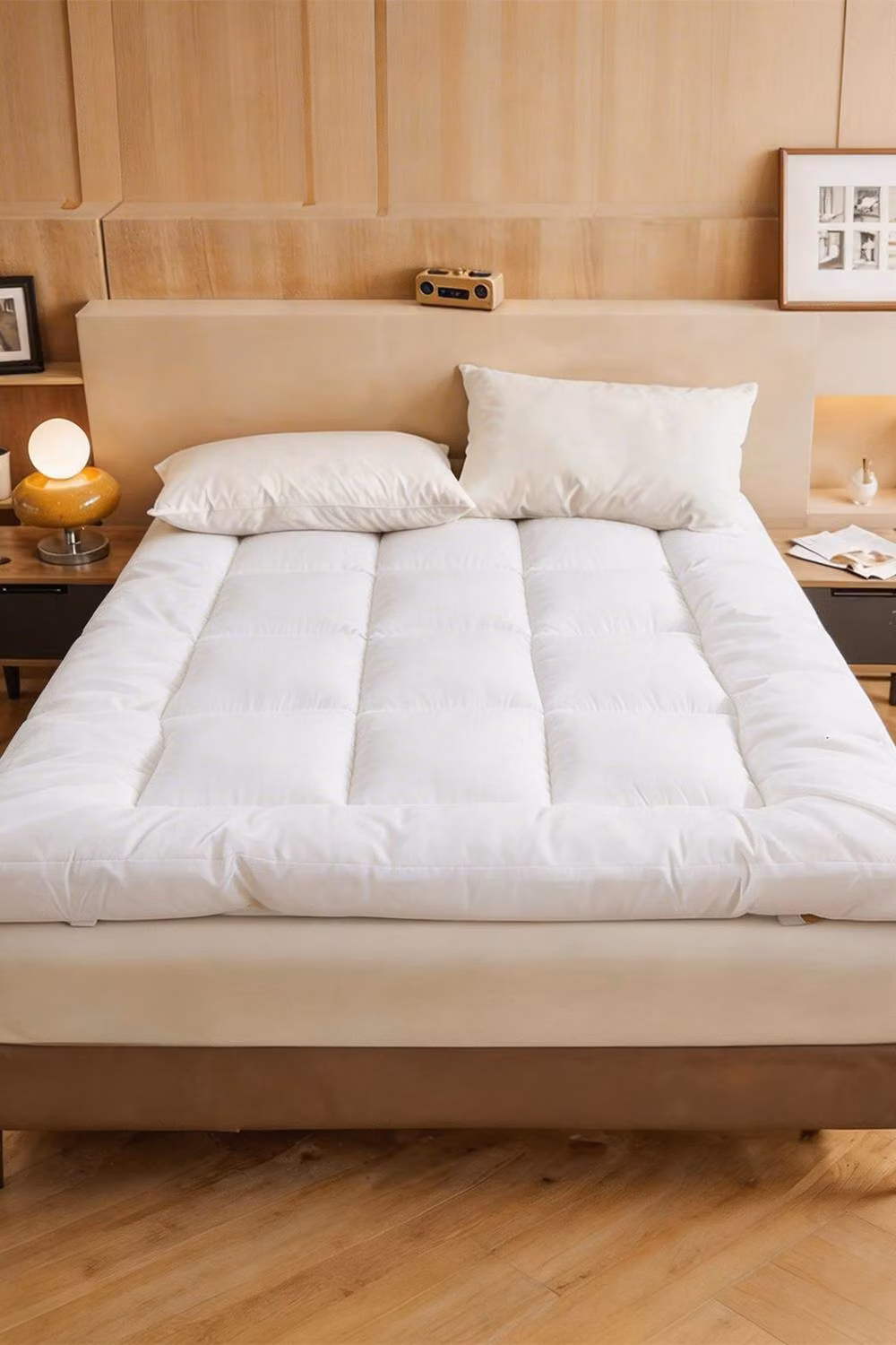 Living and Home White Quilted Mattress Topper, 10 cm Depth, Small Double – 2