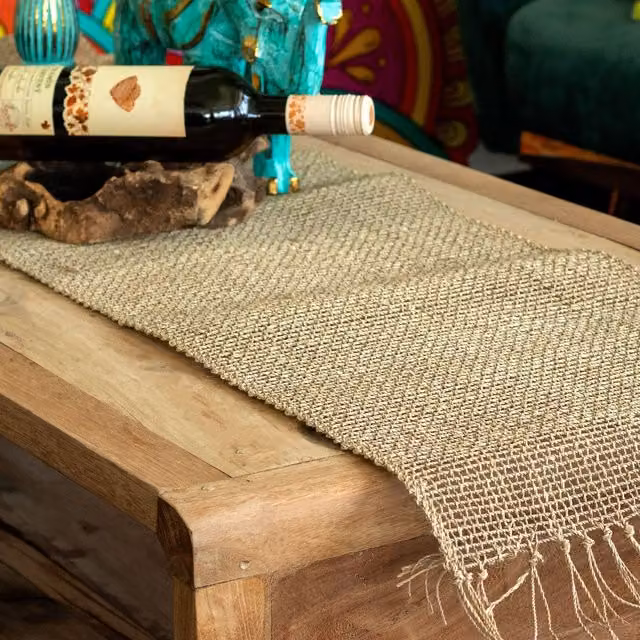 KDMD Brown Seagrass Fringe Table Runner, Length: 150 cm