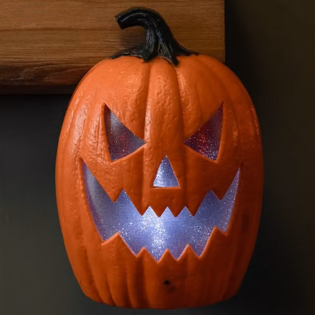 Samuel Alexander Orange Light Up Laughing Jack O' Lantern Halloween Decoration with LEDs, Height: 22 cm