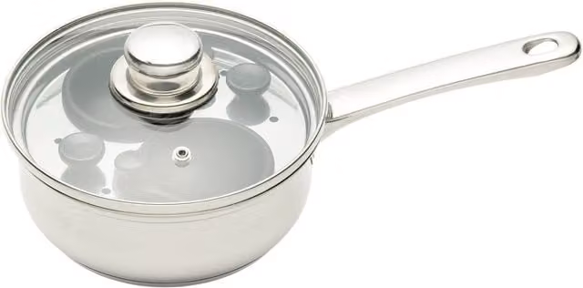 KitchenCraft Stainless Steel Two Hole Egg Poacher, 16cm, Grey