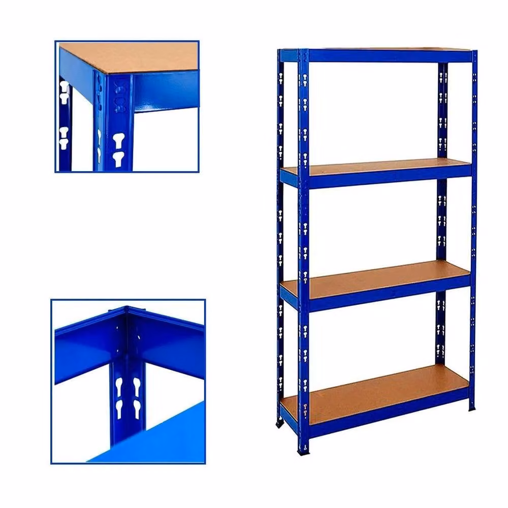 EONLION Heavy Duty 4 Tier Boltless Metal Shelving Unit, Blue, W/D/H: 100 x 100 x 200 cm – 4