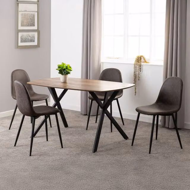 Seconique Athens Rectangular Dining Table in Brown and Black with X-Frame Legs, W: 140 cm – 5