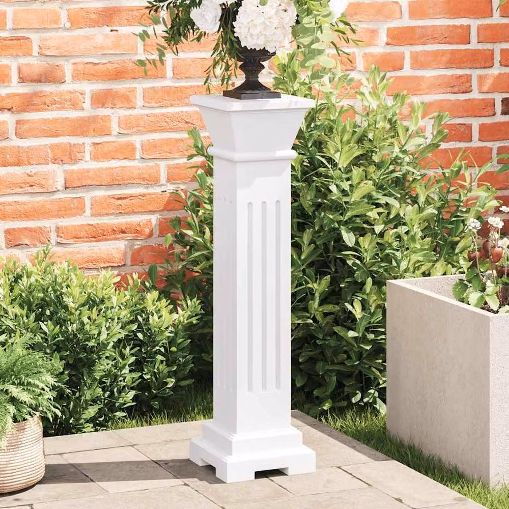 Berkfield Home Beautiful Classic Square Pillar Plant Stand in White MDF, W/D/H: 17 x 17 x 66 cm – 2