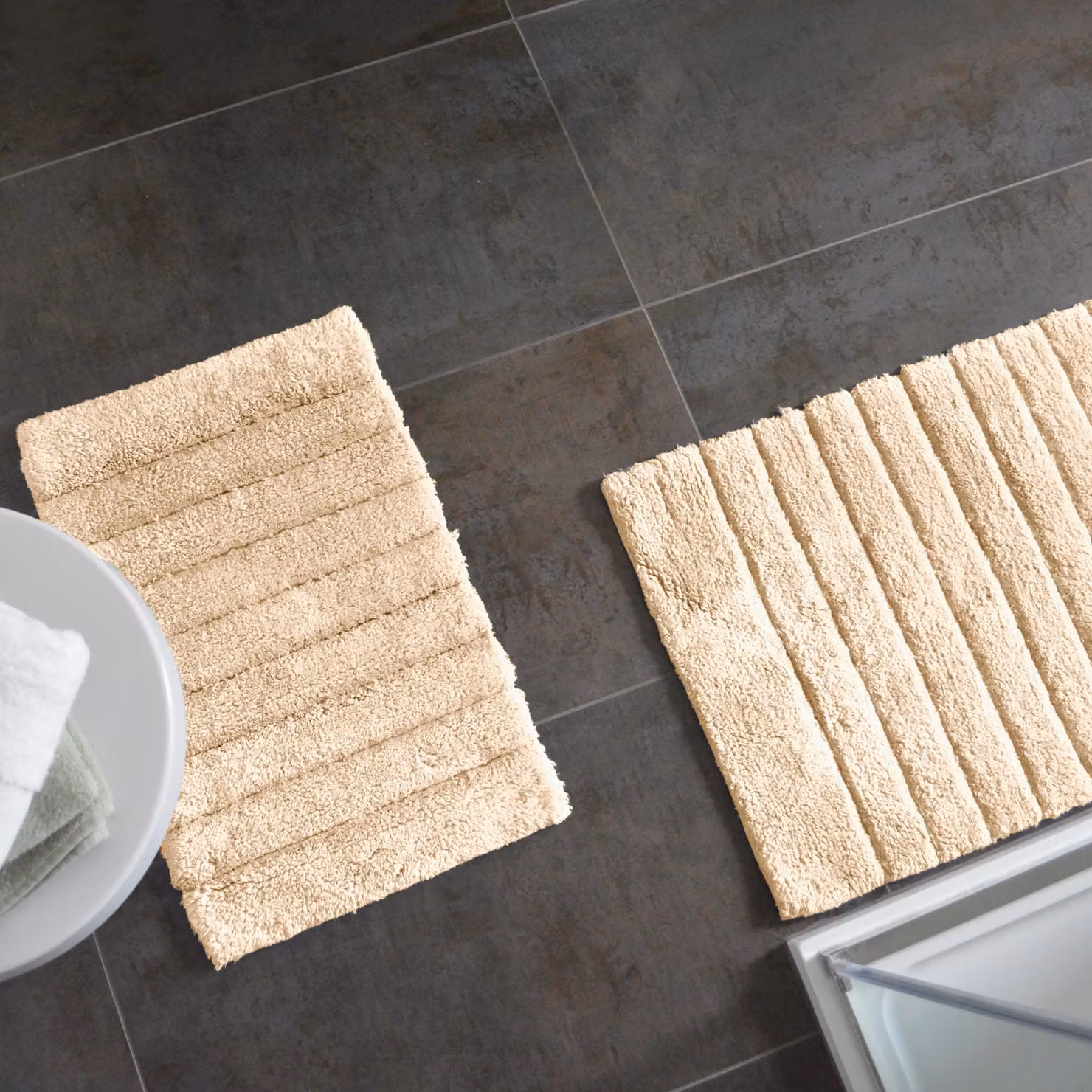 Allure Bath Fashions Ribbed Two Piece Cotton Bath Mat Set in Beige – 2