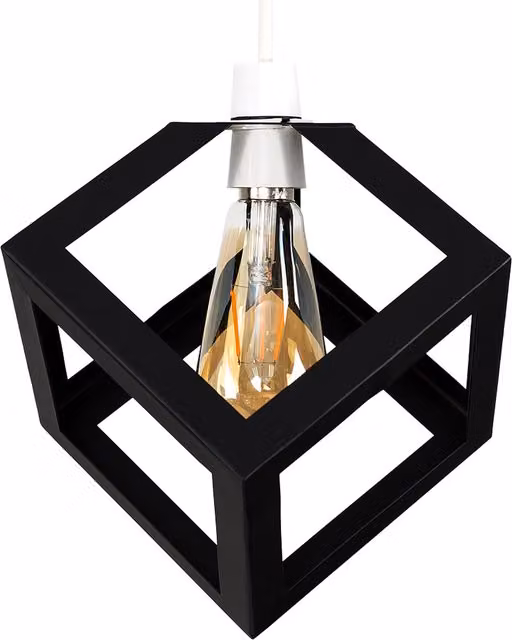 ValueLights Retro Style Black Metal Cube Design Ceiling Pendant Light Shade, Black
