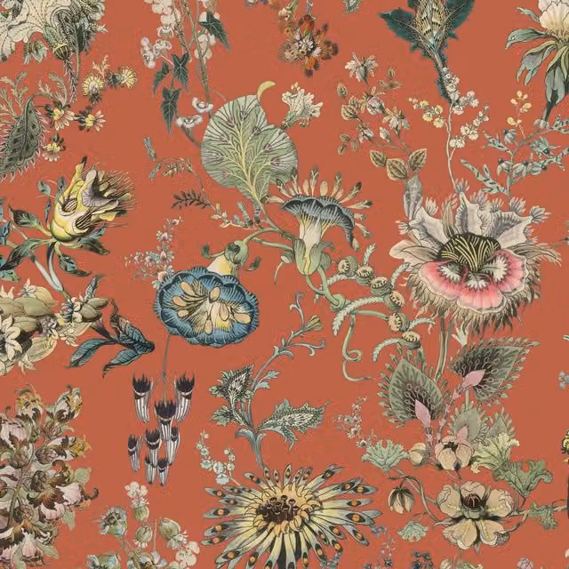 FLORAFANTASIA Wallpaper Sample in Orange
