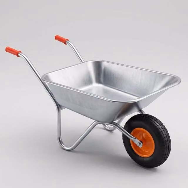 Havendro Heavy Duty Metal Wheelbarrow with Strong Steel Frame in Silver