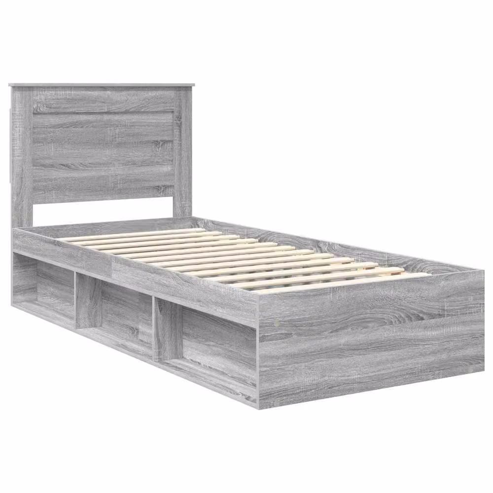 Berkfield Home Grey Sonoma Bed Frame with Drawer in Solid Pine Wood, W: 75 cm, L: 190 cm – 2